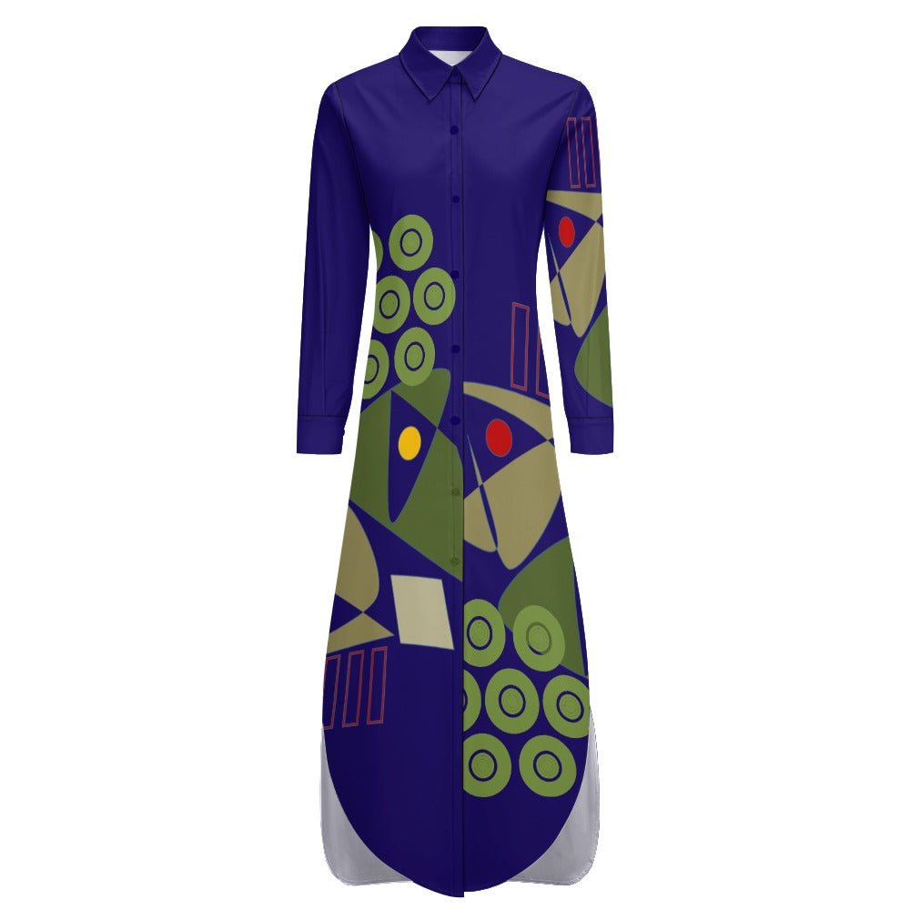 Origen Destination Women's Long-sleeve Button-neck Shirt Dress