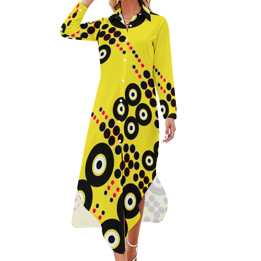 OD Custom Women's Long Sleeves Shirt Dress Button-Up GB