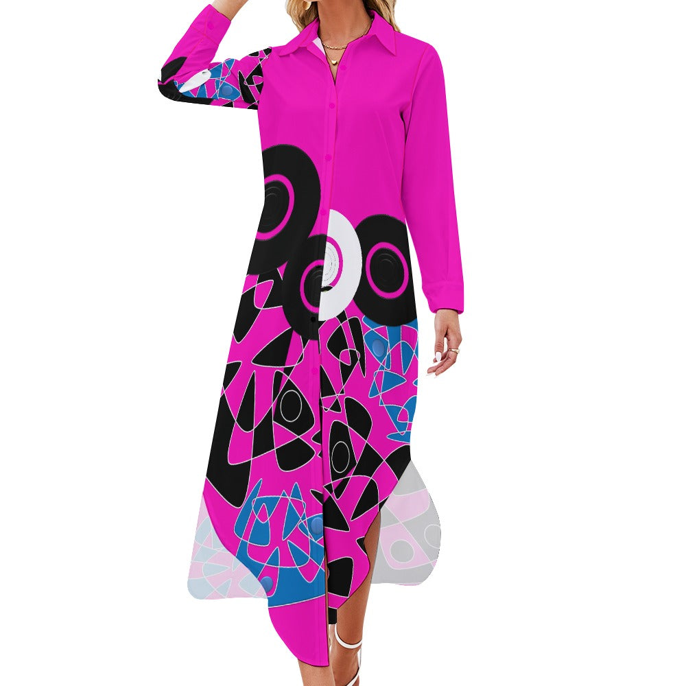 Origen Destination Women's Long Sleeve Button Neck Shirt Dress