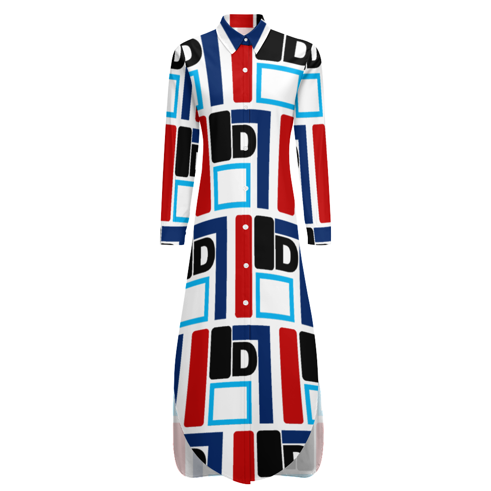 OD Women's Long Sleeves Shirt Dress Button Up