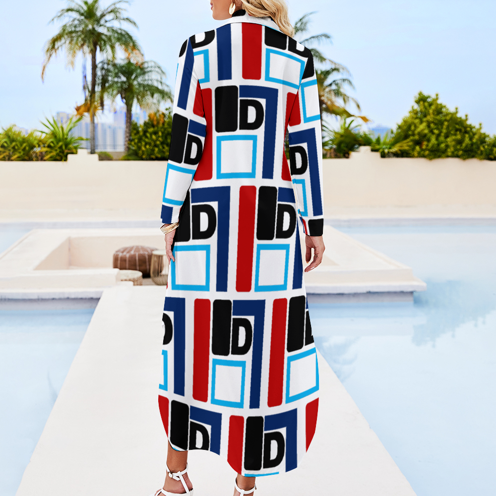 OD Women's Long Sleeves Shirt Dress Button Up