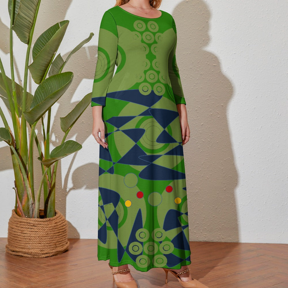 Origen Destination Women's Loose Crew Neck Long Sleeve (Full-figure) Dress