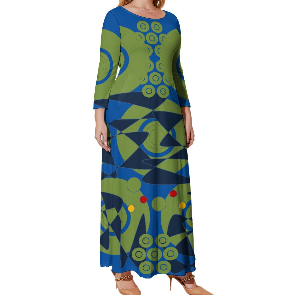 Origen Destination Women's Loose Crew Neck Long Sleeve (Full-figure) Dress