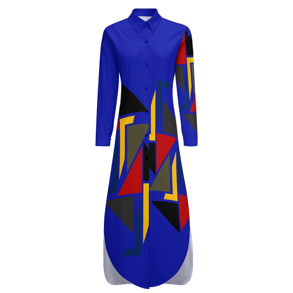 Origen Destination Women's Long-sleeve Button-neck Shirt Dress