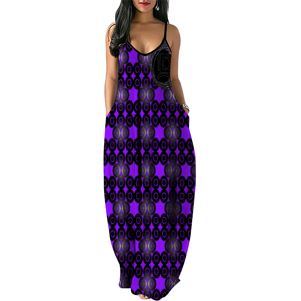OD Women's Slip dress Dress Loose Sleeveless Dress PurpB