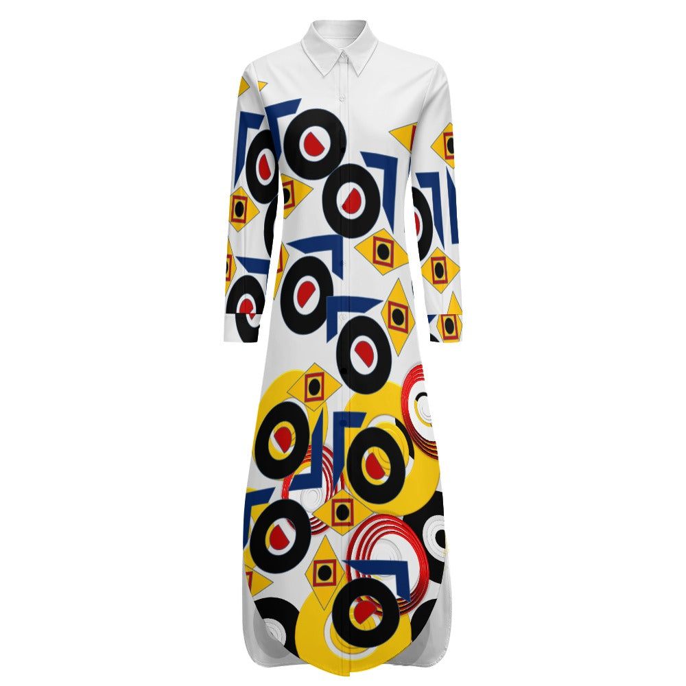 Origen Destination Women's Button Neck Long Sleeve Shirt Dress