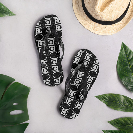 Origen Destination |On-Arrival Point of Origen Women's Black/White Signature Flip-Flops