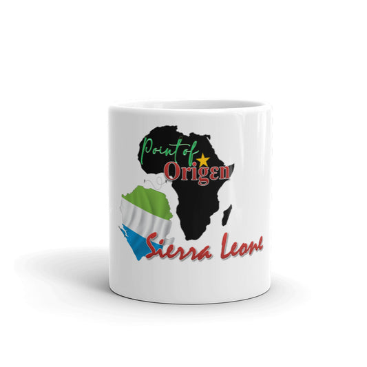 Origen Destination On-Arrival Point of Origen Sierra Leone White glossy mug