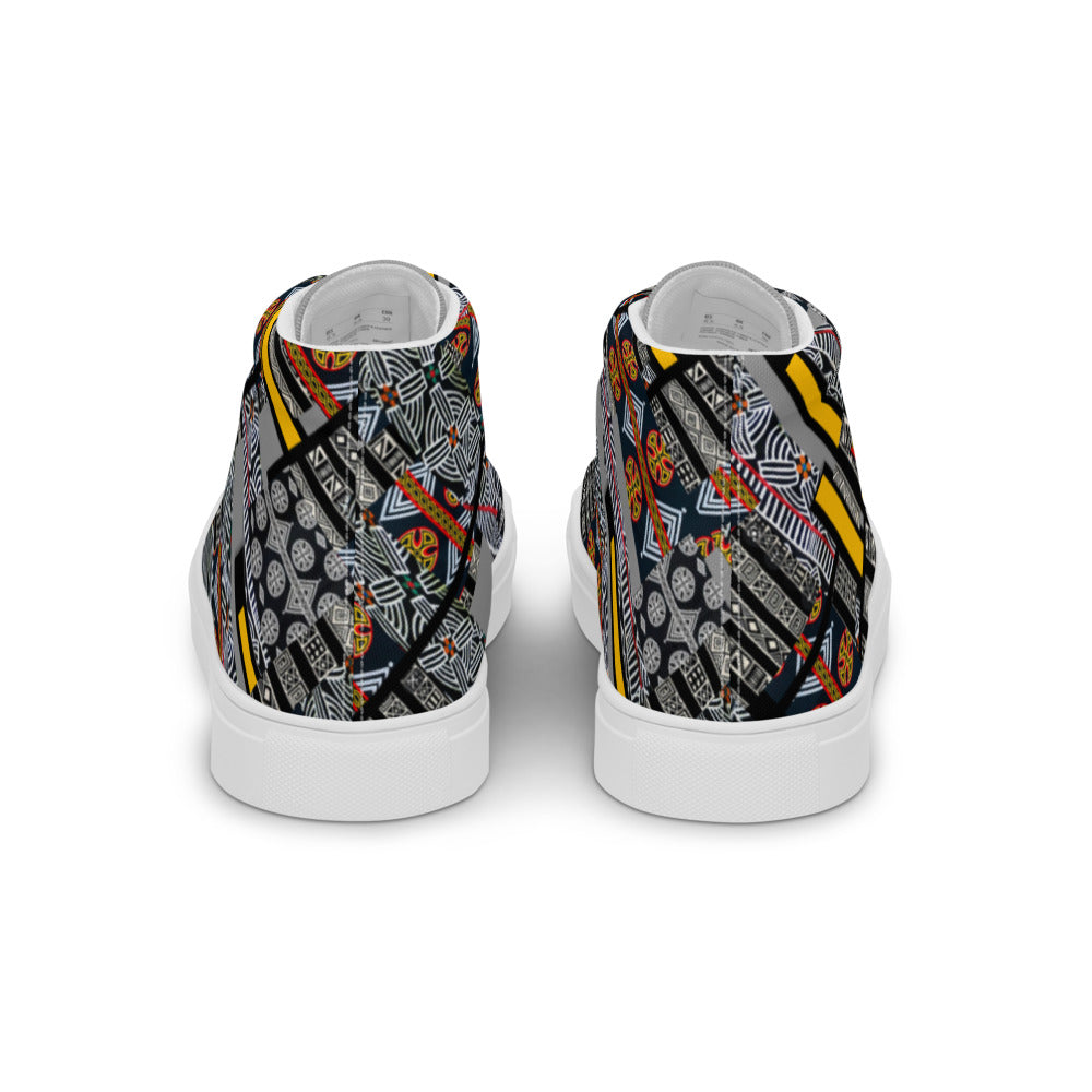 Origen Destination |On-Arrival Point of Origen African Symbol-inspired Women’s high top canvas shoes