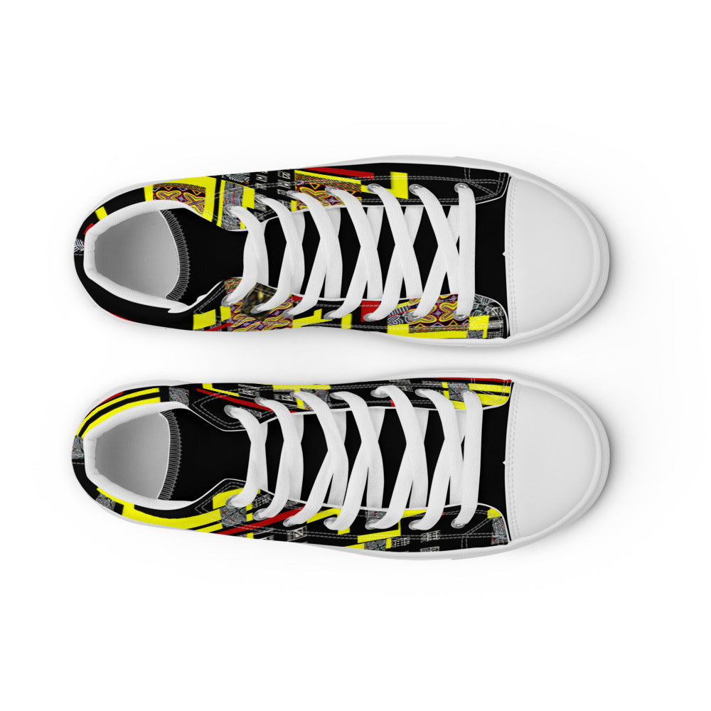 Origen Destination |On-Arrival Point of Origen African Symbol-inspired Women’s high top canvas shoes