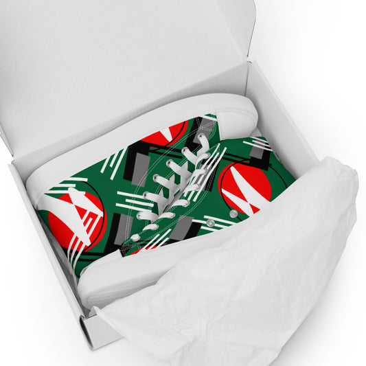 Origen Destination |On-Arrival Point of Origen Symbol-inspired Women’s high top canvas shoes