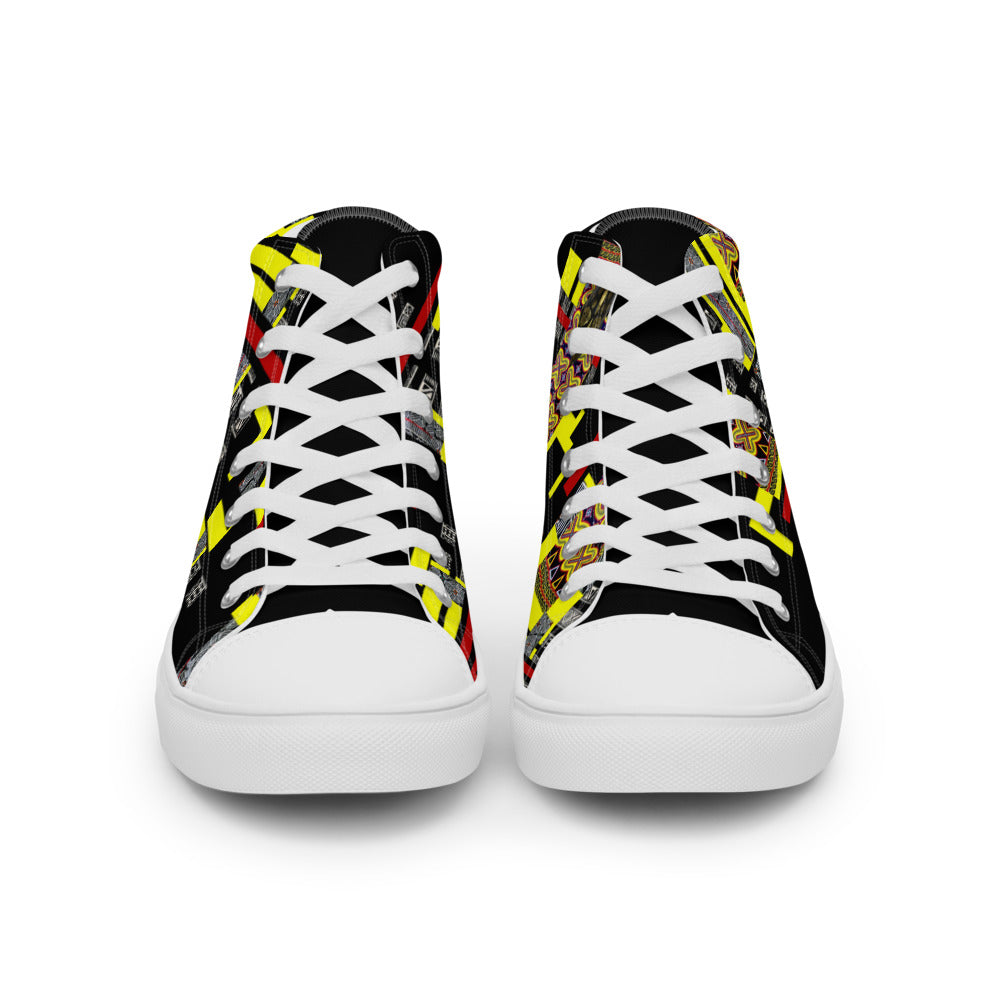 Origen Destination |On-Arrival Point of Origen African Symbol-inspired Women’s high top canvas shoes