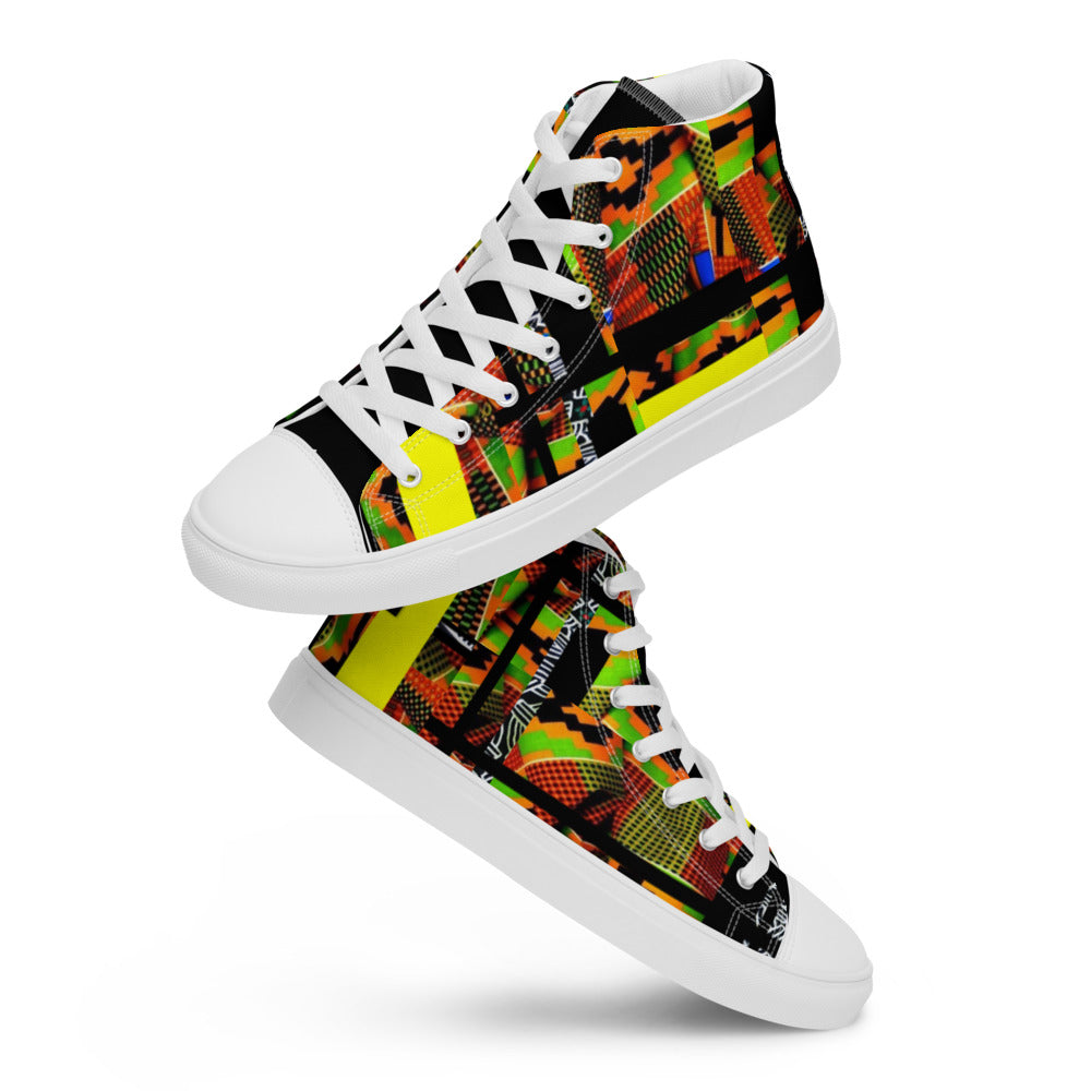 Origen Destination | On-Arrival Point of Origen African Symbol-inspired Women’s high top canvas shoes