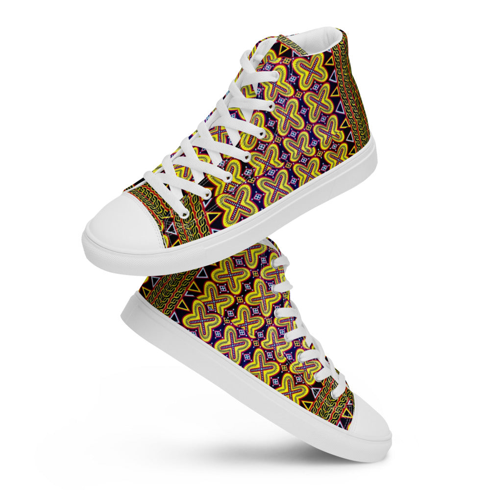 Origen Destination |On-Arrival Point of Origen African Symbol-inspired Women’s high top canvas shoes