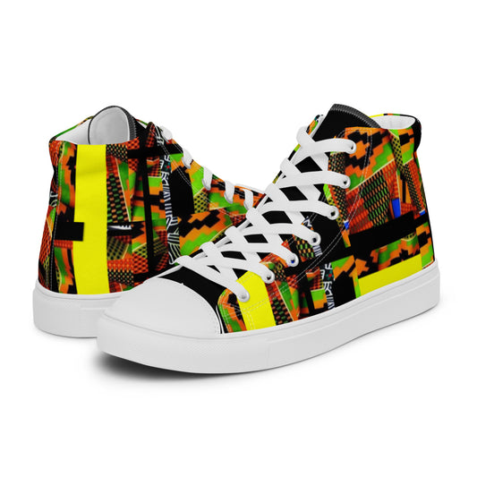 Origen Destination | On-Arrival Point of Origen African Symbol-inspired Women’s high top canvas shoes