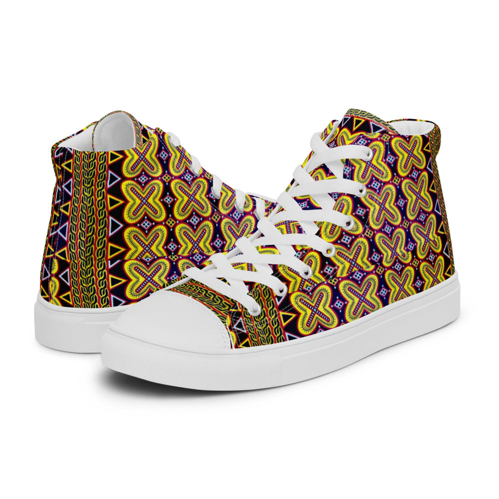 Origen Destination |On-Arrival Point of Origen African Symbol-inspired Women’s high top canvas shoes