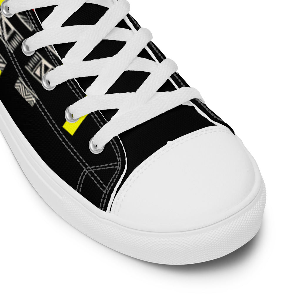 Origen Destination |On-Arrival Point of Origen African Symbol-inspired Women’s high top canvas shoes