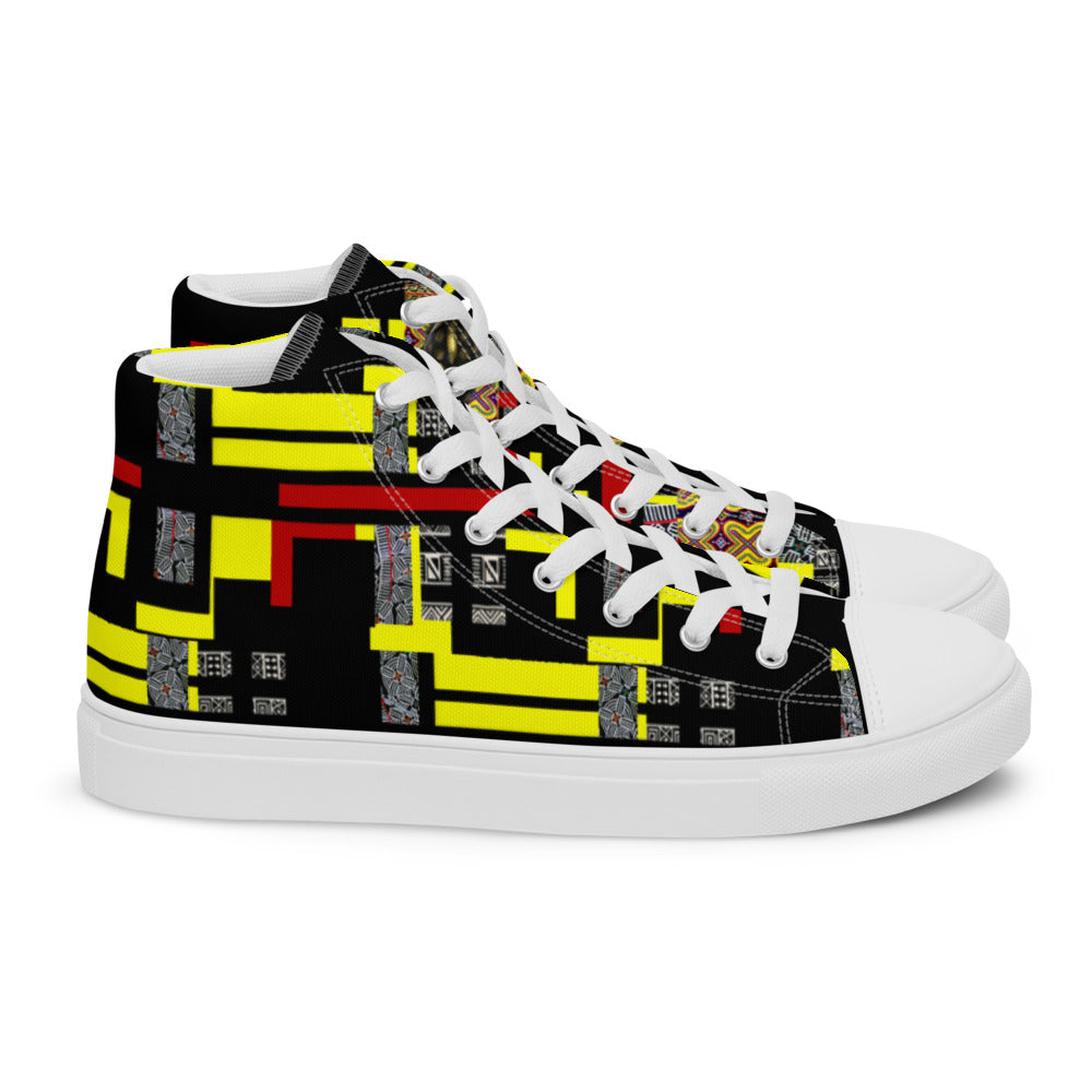 Origen Destination |On-Arrival Point of Origen African Symbol-inspired Women’s high top canvas shoes