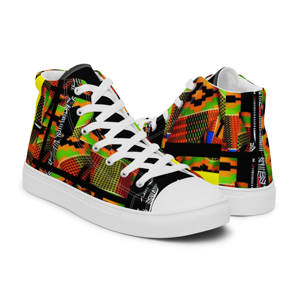 Origen Destination | On-Arrival Point of Origen African Symbol-inspired Women’s high top canvas shoes