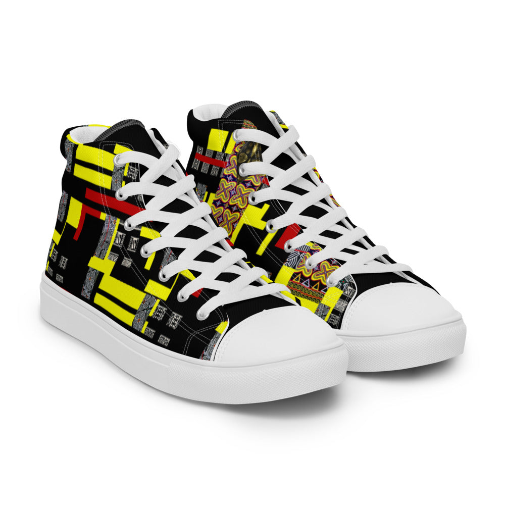 Origen Destination |On-Arrival Point of Origen African Symbol-inspired Women’s high top canvas shoes