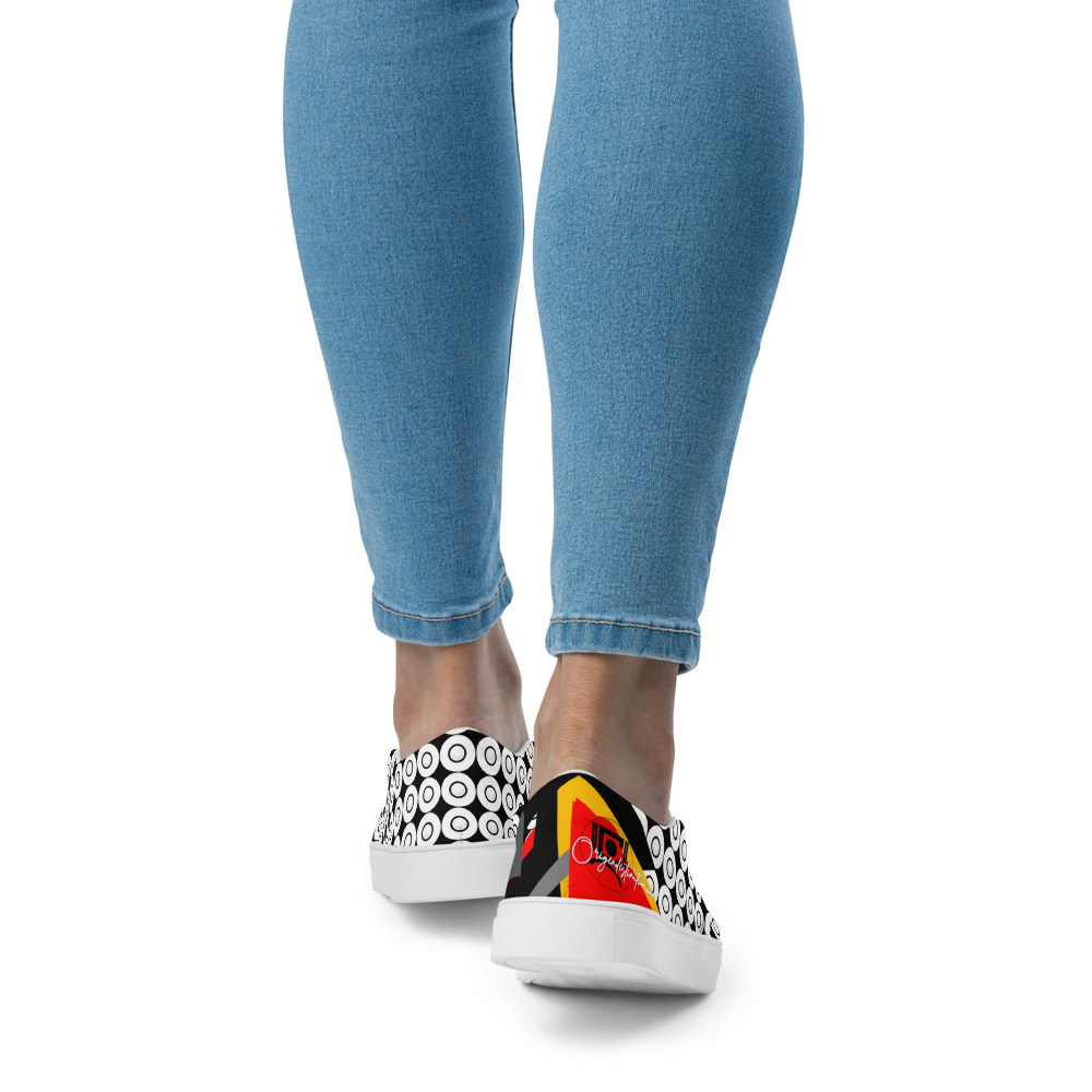 Origen Destination Signature Women’s slip-on canvas (Blk-Grey-Tang)