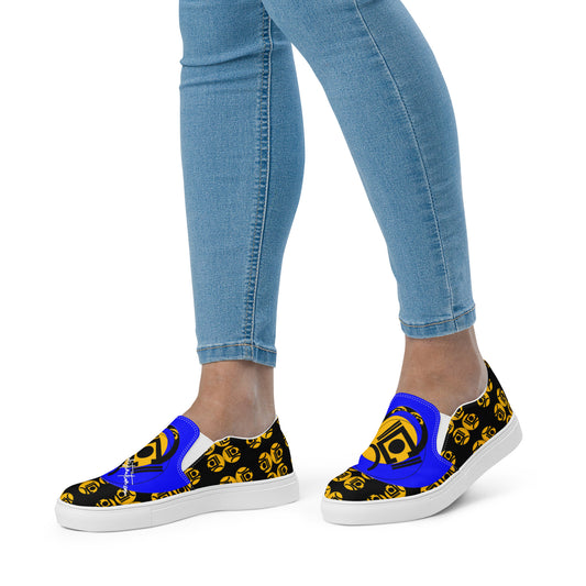 Origen Destination Signature Women’s slip-on canvas shoes (Blk-Gold-Blu)