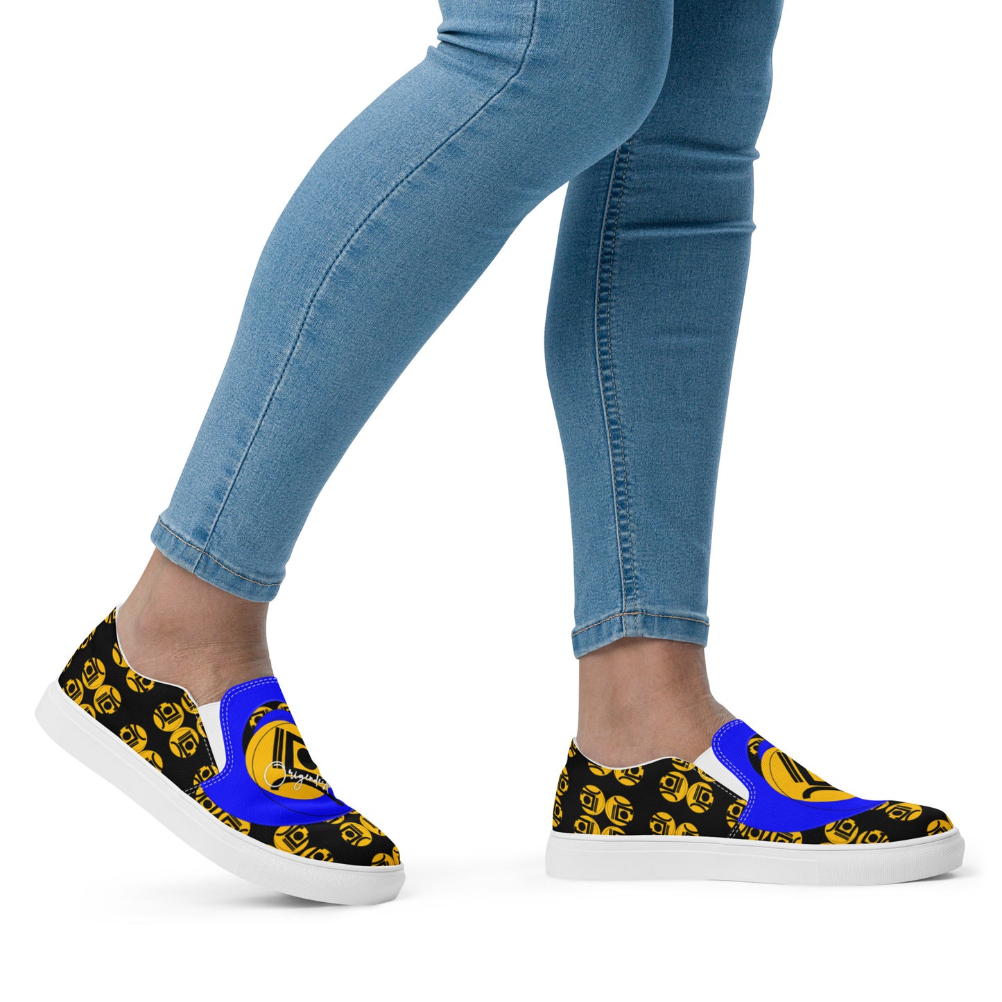 Origen Destination Signature Women’s slip-on canvas shoes (Blk-Gold-Blu)