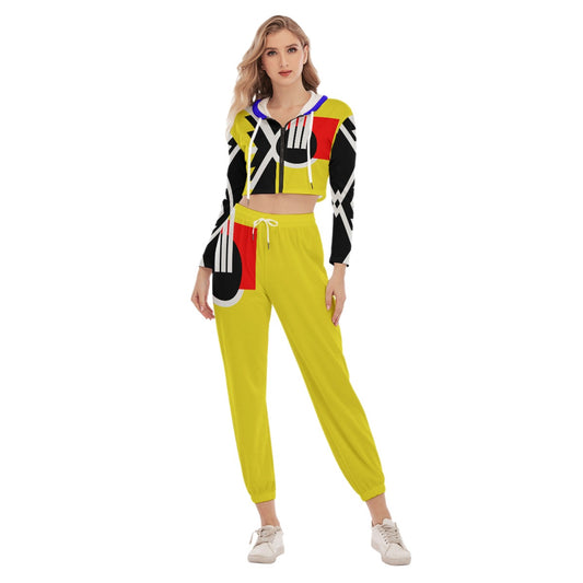 Origen Destination Origen Symbol-inspired Women's Yellow Crop Hoodie Jumpsuit