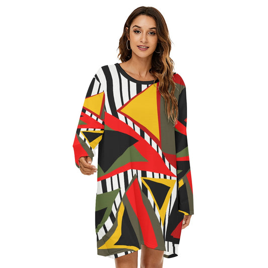 Origen Destination |On-Arrival Point of Origen Symbol  Women's Loose Crew Neck Dress