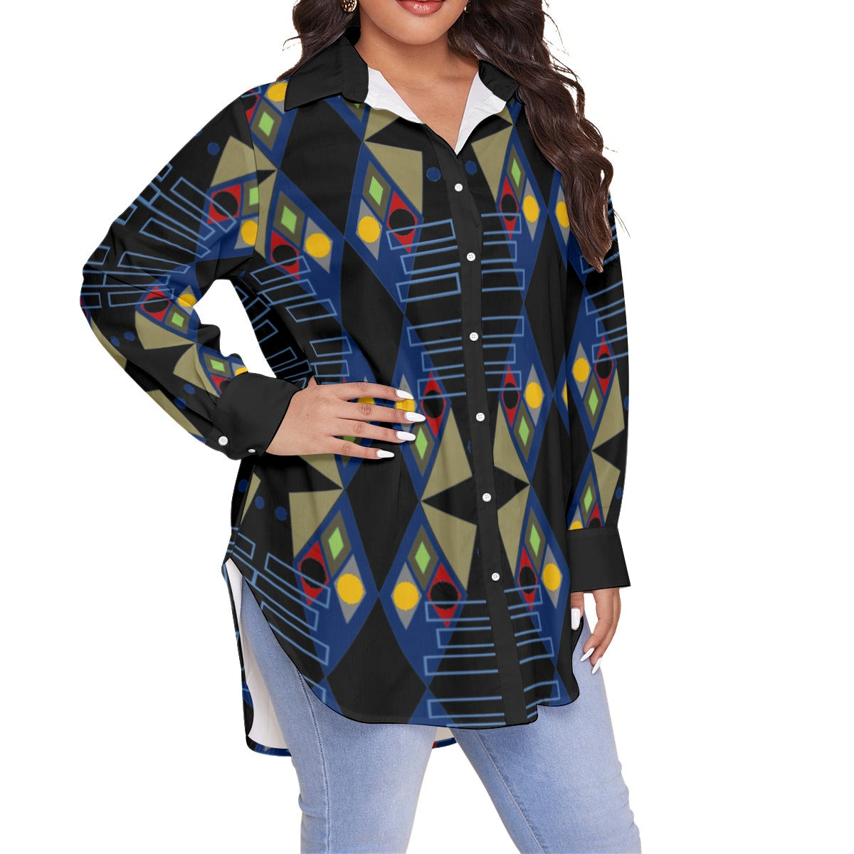 Origen Destination  Women's  Long-sleeve Classic Button-down Shirt (Plus)