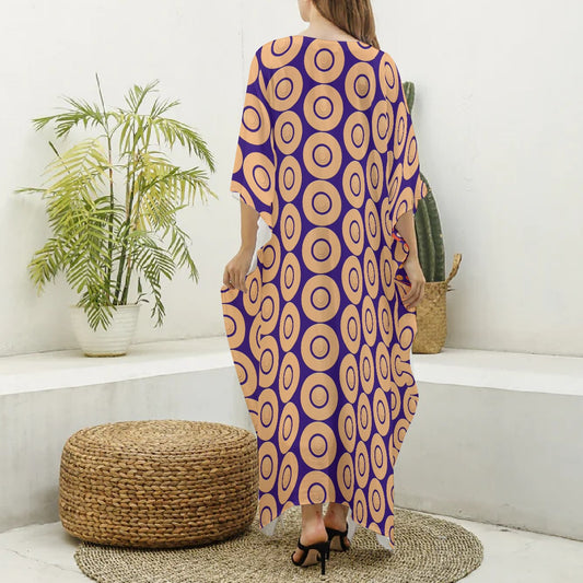 Origen Destination Women's V-neck Patterned Kaftan Robe