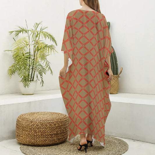 Origen Destination Women's V-neck Patterned Kaftan Robe