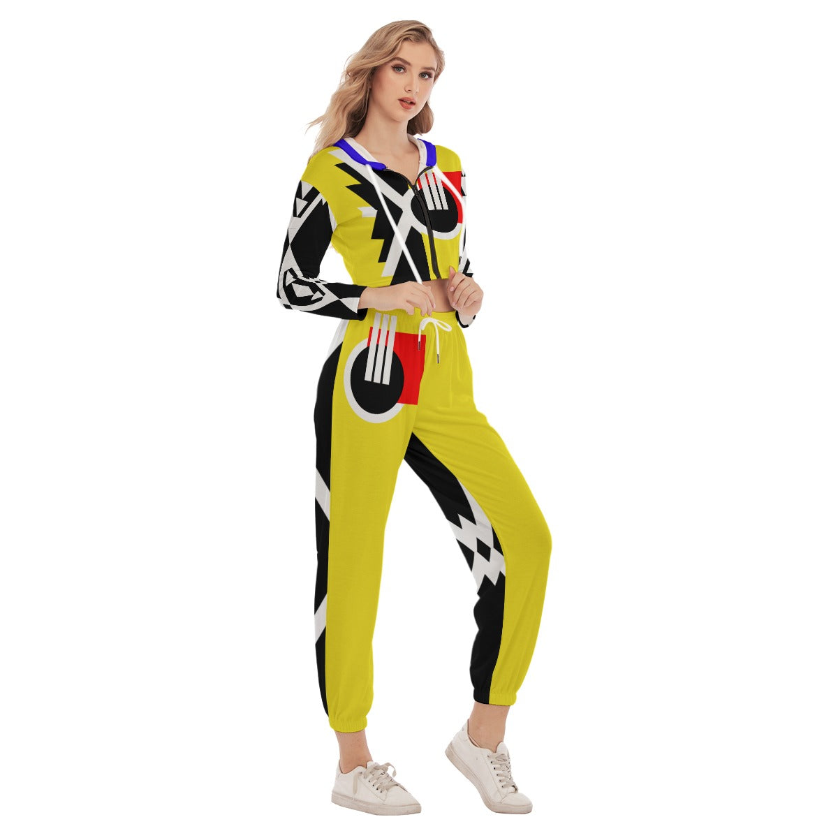 Origen Destination Origen Symbol-inspired Women's Yellow Crop Hoodie Jumpsuit