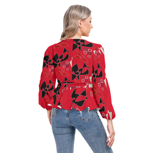 Origen Destination Women's Long-sleeve Flare Peplum blouse