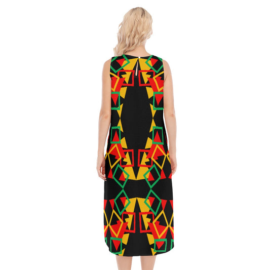 Origen Destination |On-Arrival Point of Origen Women's Black/Multicolor Sleeveless Long Dress