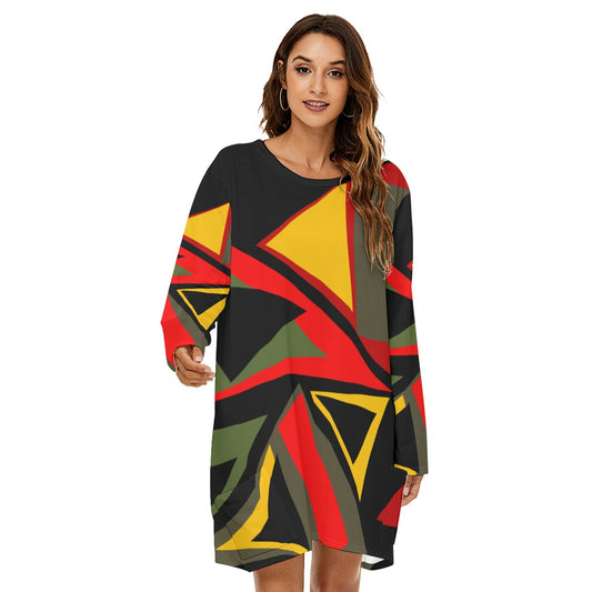 Origen Destination |On-Arrival Point of Origen Symbol  Women's Loose Crew Neck Dress