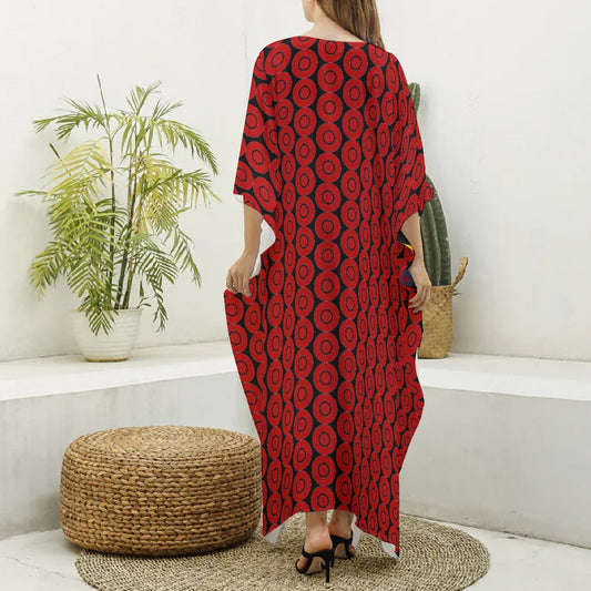 Origen Destination Women's V-neck Patterned Kaftan Robe