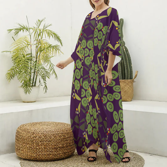 Origen Destination Women's V-neck Patterned Kaftan Robe