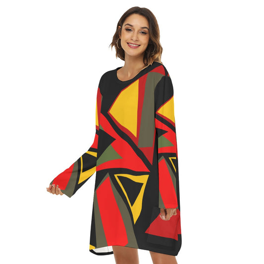 Origen Destination |On-Arrival Point of Origen Symbol  Women's Loose Crew Neck Dress