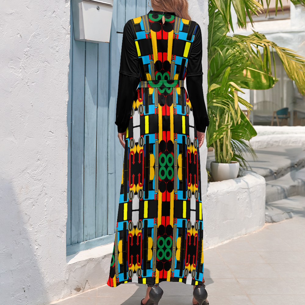 OD SYM Women's Long Sleeves High Neck Casual Dress BLT