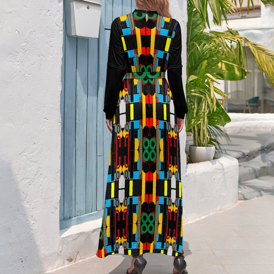 OD SYM Women's Long Sleeves High Neck Casual Dress BLT