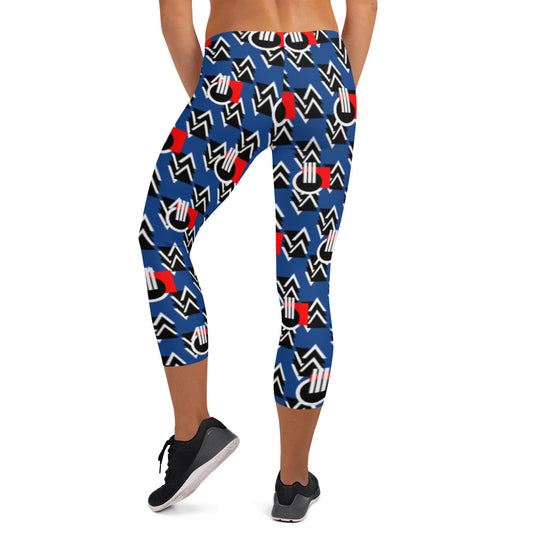 Origen Destination |On-Arrival Point of Origen Symbol-inspired Blue/Red Capri Leggings