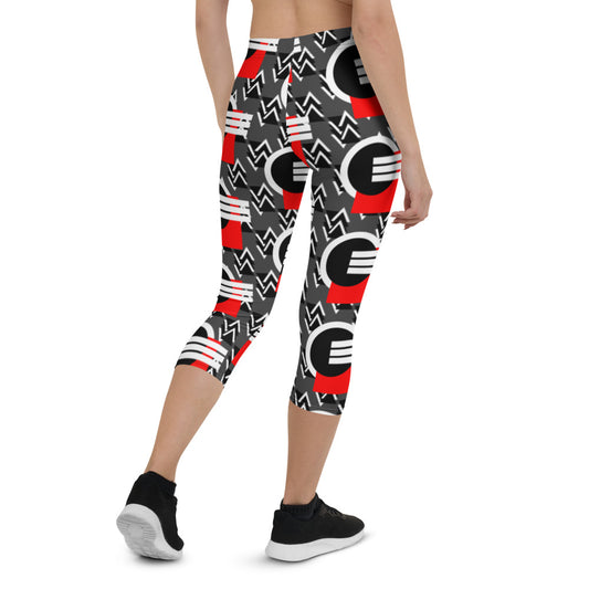 Origen Destination |On-Arrival Point of Origen Symbol-inspired Black/Red/White Capri Leggings