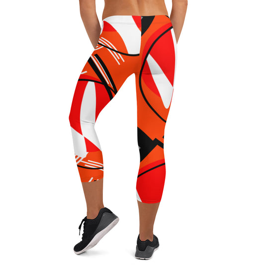 Origen Destination |On-Arrival Point of Origen Symbol-inspired Orange/Multi-color Capri Leggings