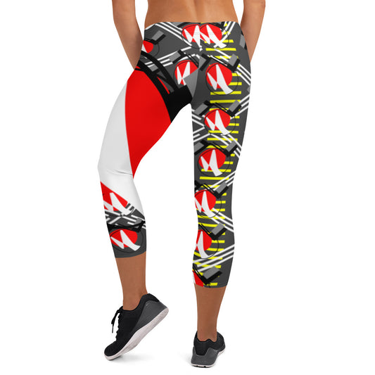 Origen Destination |On-Arrival Point of Origen Symbol-inspired Gray/Yellow/Multi-color Capri Leggings