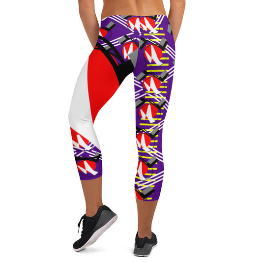 Origen Destination |On-Arrival Point of Origen Symbol-inspired Purple/White/Multi-color Capri Leggings