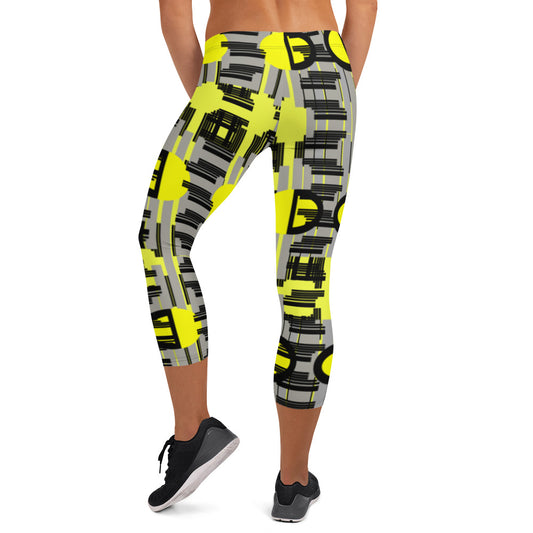 Origen Destination |On-Arrival Point of Origen Symbol-inspired Yellow/Black Capri Leggings