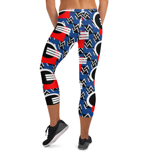 Origen Destination |On-Arrival Point of Origen Symbol-inspired Blue/Red Capri Leggings