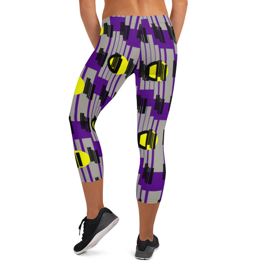 Origen Destination |On-Arrival Point of Origen Symbol-inspired Purple/Yellow Capri Leggings