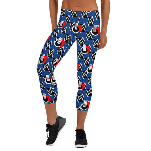 Origen Destination |On-Arrival Point of Origen Symbol-inspired Blue/Red Capri Leggings